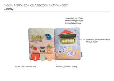 Książeczka edukacyjna Taf Toys z 12 aktywnościami - zalety