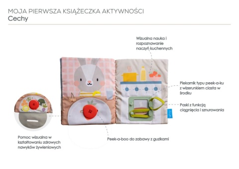 Książeczka edukacyjna Taf Toys z 12 aktywnościami - cechy