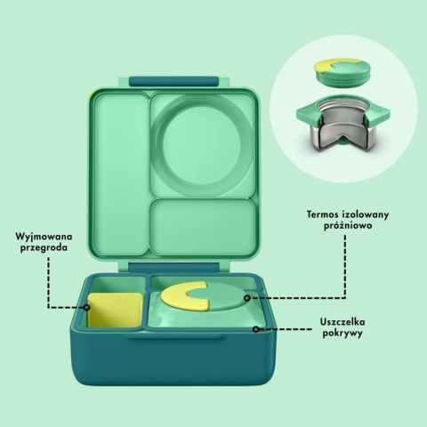 Zielony lunch box z termosem OMIE OMIEBOX Meadow - cechy wnętrza
