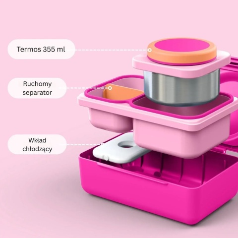 Różowy lunch box z termosem OMIE OMIEBOX UP Pop Pink - opis
