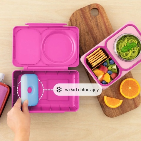 Różowy lunch box z termosem OMIE OMIEBOX UP Pop Pink - wkład chłodzący