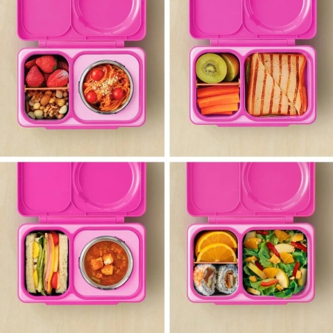 Różowy lunch box z termosem OMIE OMIEBOX UP Pop Pink - śniadania