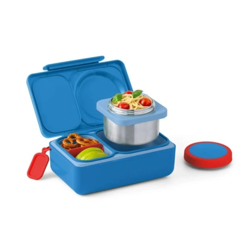 Niebieski lunch box z termosem OMIE OMIEBOX UP - otwarty