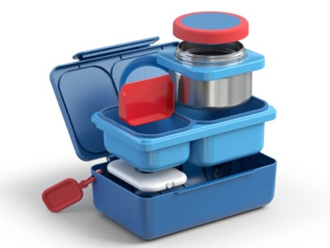 Niebieski lunch box z termosem OMIE OMIEBOX UP -  elementy