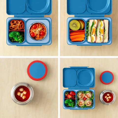 Niebieski lunch box z termosem OMIE OMIEBOX UP - jak złożyć