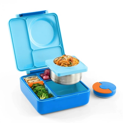 Niebieski lunch box z termosem OMIE OMIEBOX Blue Sky - środek