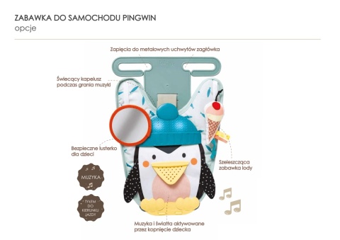 Zabawka do samochodu pingwin Taf Toys  - opcje