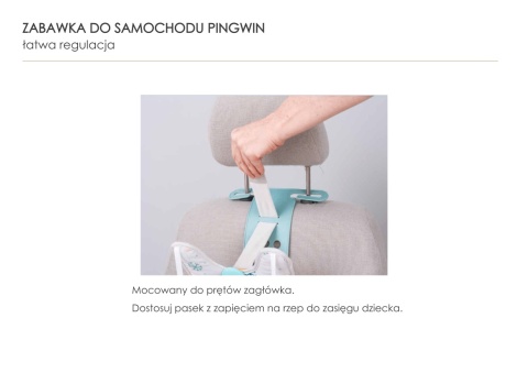 Zabawka do samochodu pingwin Taf Toys  - montaż