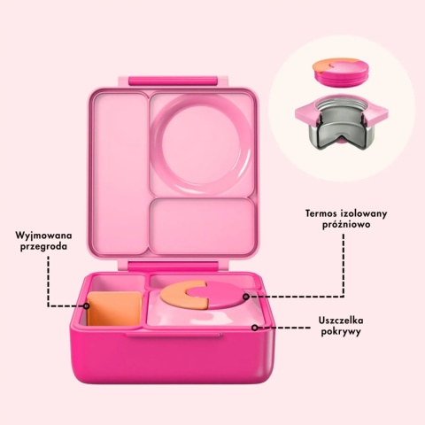 Różowy lunch box z termosem OMIE OMIEBOX Pixie Pink - opis