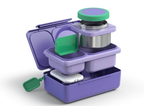 Fioletowy lunch box z termosem OMIE OMIEBOX UP Galaxy Purple - elementy