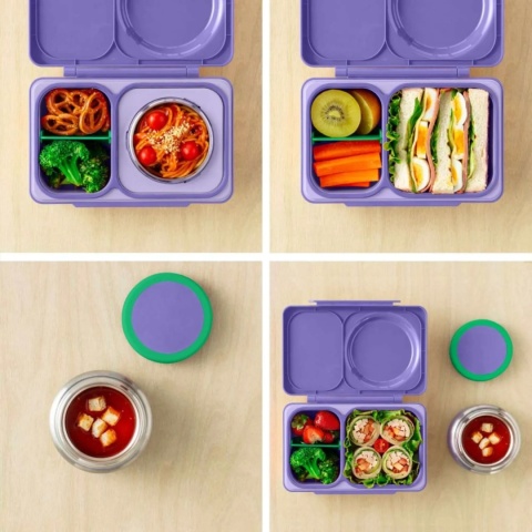 Fioletowy lunch box z termosem OMIE OMIEBOX UP Galaxy Purple - zawartość