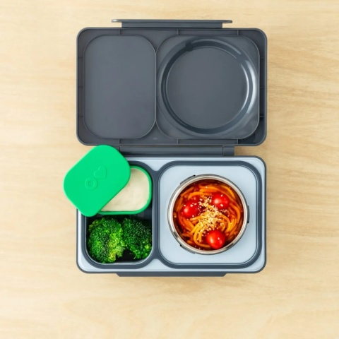 SzcSzczelne pojemniki do lunchu OMIE OMIEBOX UP DIP zielony i fioletowy - lunchbox