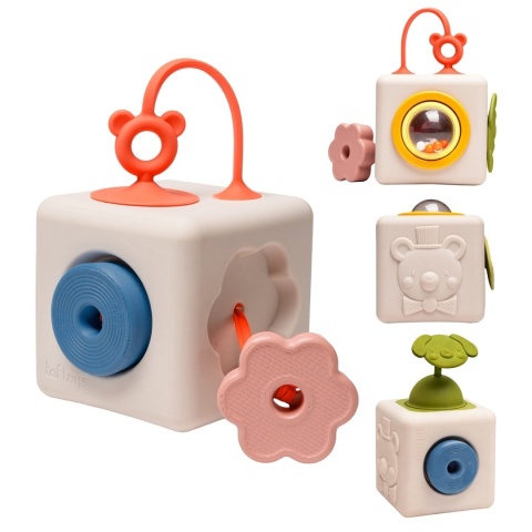 Kostka sensoryczna silikonowa Taf Toys Kostka Pełna Odkryć - każda strona