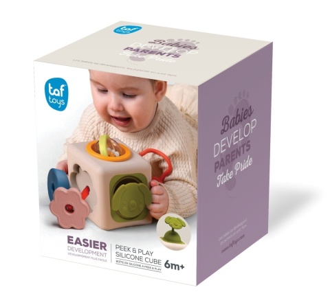 Kostka sensoryczna silikonowa Taf Toys Kostka Pełna Odkryć - opakowanie