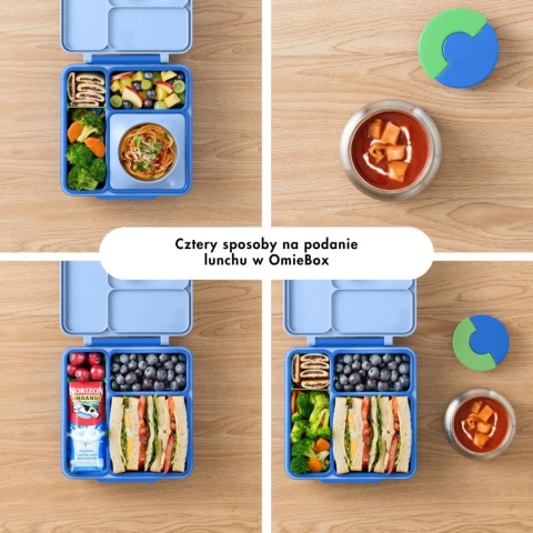 Jasnoniebieski lunch box z termosem OMIE OMIEBOX Sea Blue - 4 opakowania