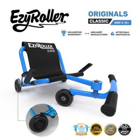 Niebieski pojazd gokart napędzany nogami EzyRoller