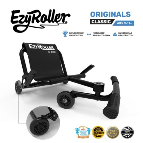 Czarny pojazd gokart napędzany nogami EzyRoller