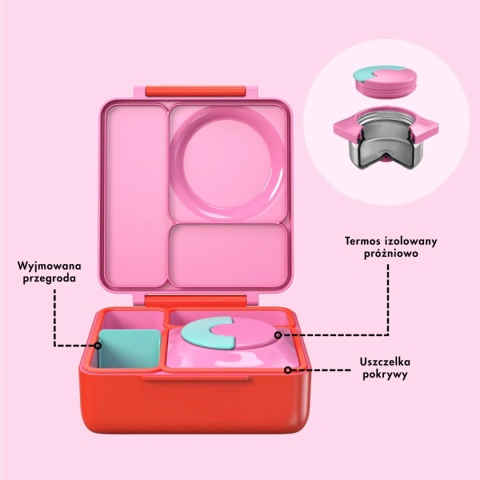 Różowy lunch box z termosem OMIE OMIEBOX Pink Berry - zawartość