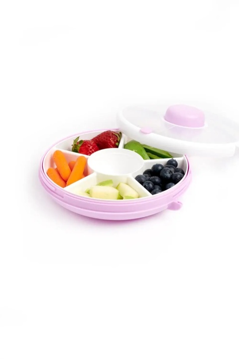 Fioletowy pojemnik na przekąski GoBe Snack Spinner Taro Purple - zawartość