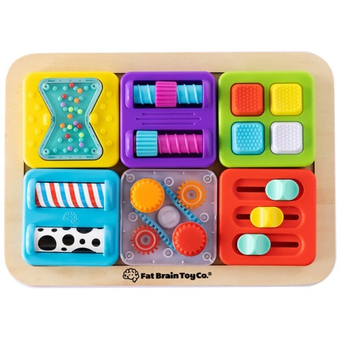Sensoryczne kwadraty PlayTab Fat Brain Toys Co zestaw 5 z Nakrętkami - zestaw