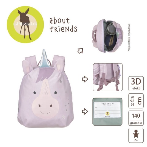 Plecak jednorożec mini Lassig About Friends - cechy