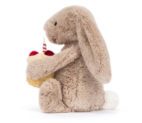 Przytulanka Króliczek z tortem urodzinowym Jellycat beżowy - bok