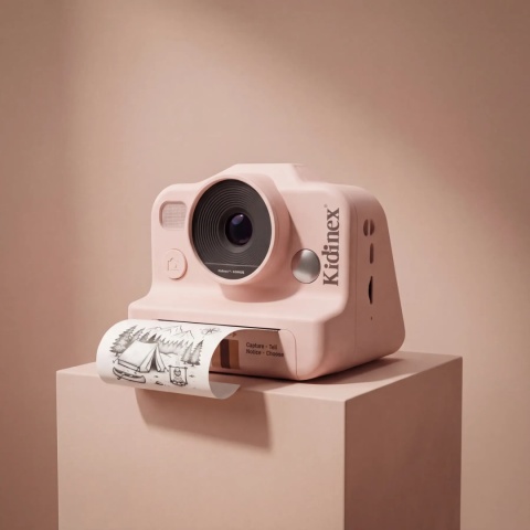 Różowy aparat natychmiastowy dla dzieci KidLupe KidSnap pink - bok