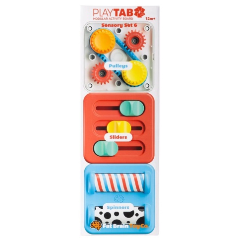 Sensoryczne kwadraty PlayTab Fat Brain Toys Co zestaw 6 z Gąsienicą - opakowanie