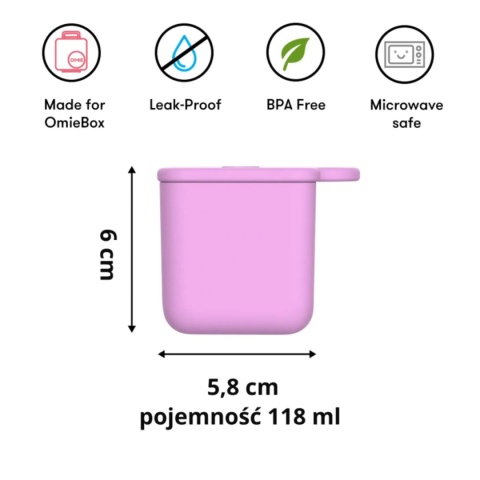 Szczelne pojemniczki do lunch boxa OMIE OmieDip Pink / Teal różowy i turkusowy - wymiar