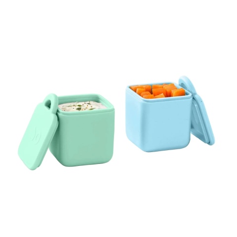 Szczelne pojemniczki do lunch boxa OMIE OmieDip Blue / Mint niebieski i miętowy - otwarte