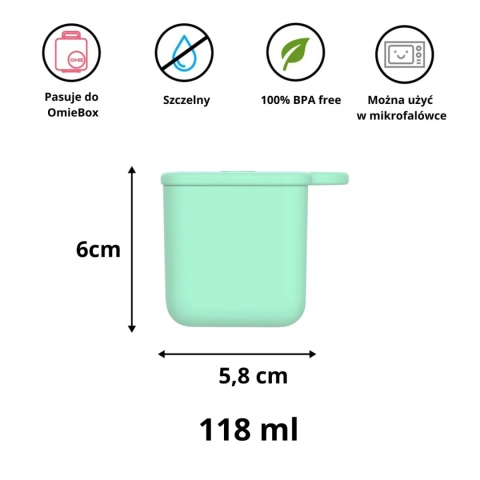 Szczelne pojemniczki do lunch boxa OMIE OmieDip Blue / Mint niebieski i miętowy - wymiary