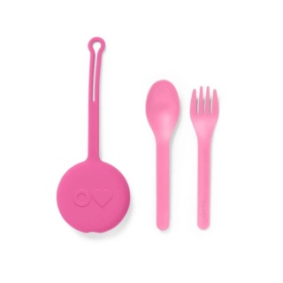 Sztućce z silikonowym pokrowcem zawieszką OMIE OmiePod Bubble Pink różowe