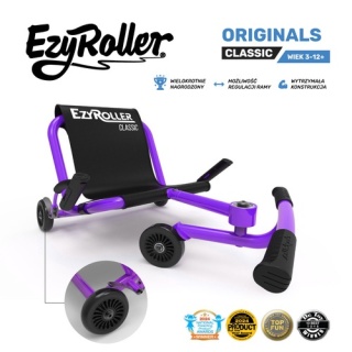 Fioletowy pojazd gokart napędzany nogami EzyRoller