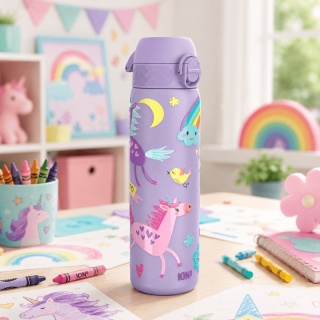 Fioletowa butelka termiczna w jednorożce ION8 Unicorns 500 ml Periwinkle