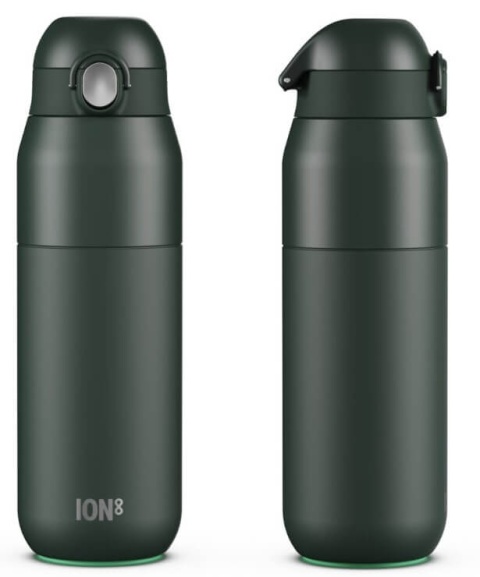 Zielona butelka termiczna ION8 Revive 540 ml Forest Dark Green - przód i bok