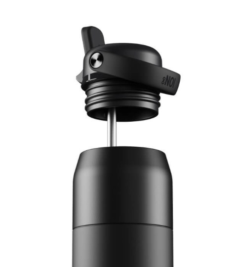 Czarna butelka termiczna ze słomką ION8 Urban Straw 540 ml Panther Black - słomka