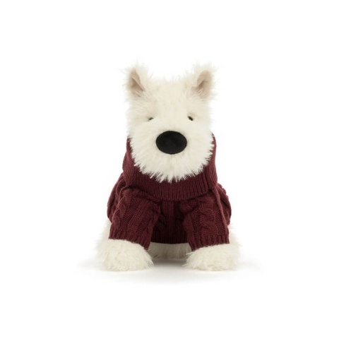 Maskotka terrier kremowy w swetrze Jellycat - przód