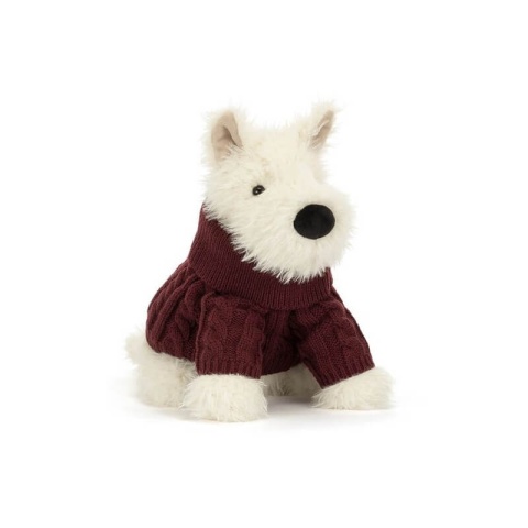 Maskotka terrier kremowy w swetrze Jellycat - bok
