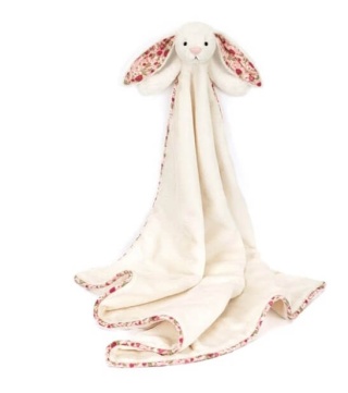 Kremowy kocyk Jellycat królik w truskawki