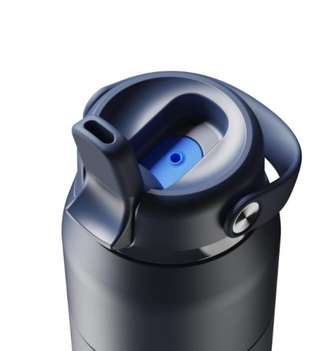 Granatowa butelka termiczna ze słomką ION8 Urban Straw 540 ml Midnight Ash Navy - ustanik