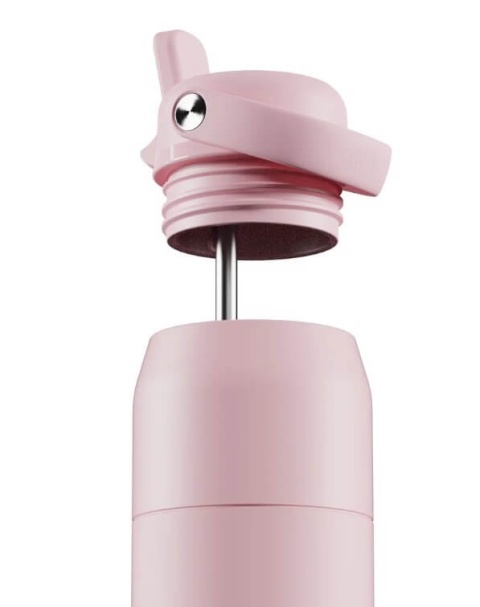 Różowa butelka termiczna ze słomką ION8 Urban Straw 360 ml Rose Quartz - słomka