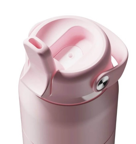 Różowa butelka termiczna ze słomką ION8 Urban Straw 360 ml Rose Quartz - ustnik