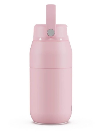 Różowa butelka termiczna ze słomką ION8 Urban Straw 360 ml Rose Quartz