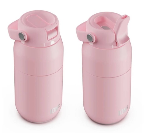 Różowa butelka termiczna ze słomką ION8 Urban Straw 360 ml Rose Quartz