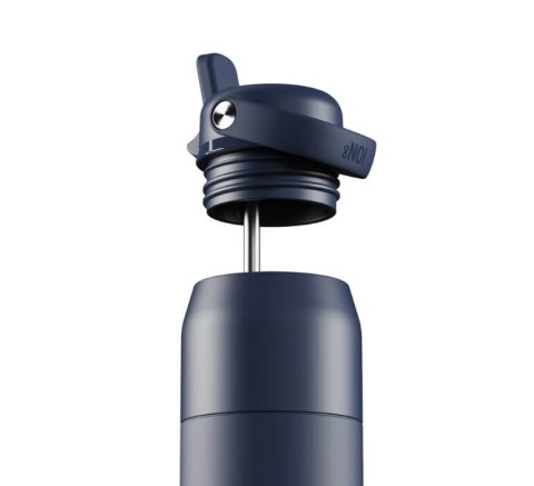 Granatowa butelka termiczna ze słomką ION8 Urban Straw 360 ml Midnight Ash Navy - słomka