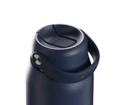 Granatowa butelka termiczna ze słomką ION8 Urban Straw 360 ml Midnight Ash Navy - uchwyt