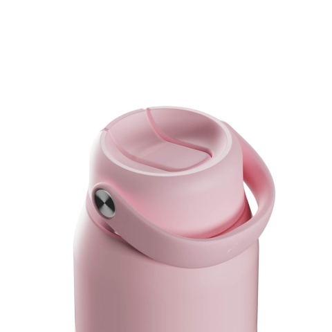 Różowa butelka termiczna ze słomką ION8 Urban Straw 540 ml Rose Quartz - góra