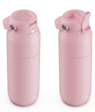 Różowa butelka termiczna ze słomką ION8 Urban Straw 540 ml Rose Quartz
