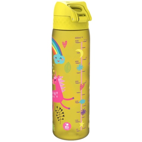 Żółte butelka w jednorożce ION8 500ml Unicorns Yellow - miarka