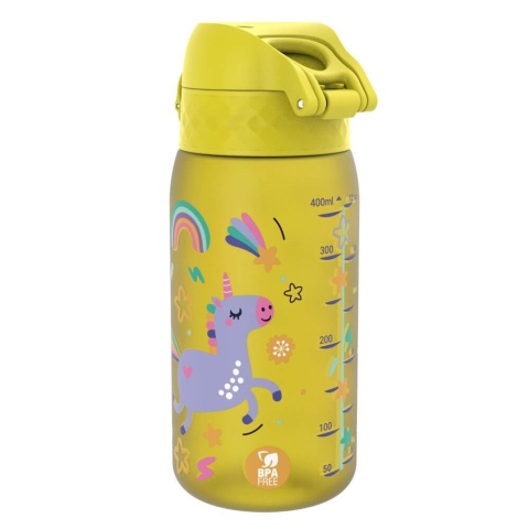 Żółte butelka w jednorożce ION8 350ml Unicorns Yellow - miarka